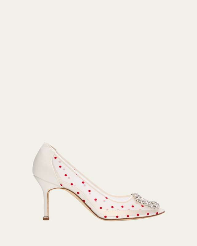 Hangisi Polka-Dot Mesh Pumps